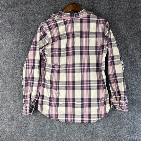 Carhartt Womens Plaid Flannel Button Down Shirt Purple Pink White Small 4/6 - Picture 4 of 4